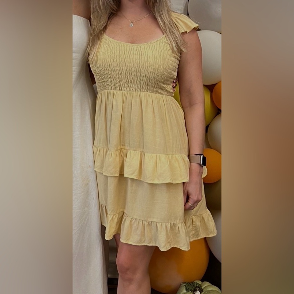 Yellow Ruffle Mini Sundress (size small) - Picture 2 of 7